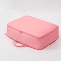 Pink expandable travel compression storage bag for clothes with sturdy handle and zipper - L / Pink