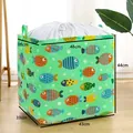 Large green fish pattern laundry basket with drawstring closure and dimensions: 48x44x33cm - Bright Green (Small Fish)