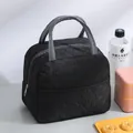 Bolsa de almuerzo aislada negra con diseño de burbujas y asas grises portátil - Negro