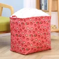 Large strawberry print storage bag with white drawstring closure for laundry and quilt - Red (Strawberry)