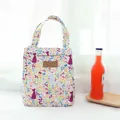 Portable insulated lunch bag with colorful floral cat pattern for school or work - Colorful Cat