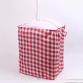 Large capacity red and white checkered laundry storage bag with white drawstring closure - Red Plaid