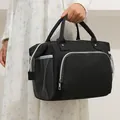 Durable black insulated mommy storage bag with large capacity and side mesh pockets - Black