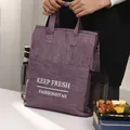 Large purple insulated mummy lunch bag featuring Keep Fresh and Fashionistas print - Fuschia
