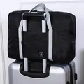 Black waterproof foldable travel bag with suitcase handle sleeve for easy carrying - Second Generation / Black