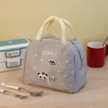 Portable insulated lunch bag with cute panda design and SIMPLE print in light gray finish - Animal Head-Gray