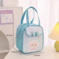 Cute blue cartoon sheep insulated lunch bag for kids with 18.5cm size dimensions - With Aluminum Foil Layer / Blue-Rainbow Sheep