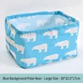 Large blue polar bear print foldable linen storage basket, 30x22.5x17cm size. - Polar Bear Print / L / Blue