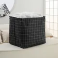 Large capacity black and white grid fabric storage bin with white drawstring closure - Black Plaid / 100L