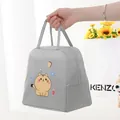 Sac à déjeuner isotherme portable avec motif de chat de dessin animé en gris chic - Motif Chat / Gris