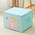 Large light blue non-woven storage box featuring a cute cartoon sheep and Happy text design - Blue Monkey
