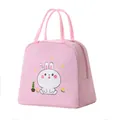 Sac isotherme rose avec lapin de dessin animé pour les repas et pique-niques - Motif lapin / Rose