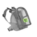 Breathable gray mesh dog harness backpack with lime green label for small pets - Dark Gray