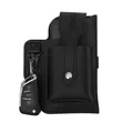 Étui de ceinture en cuir noir pour téléphone avec passant et porte-clés - Noir