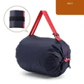 Bolsa de compras plegable azul marino de gran capacidad con asas rojas resistentes - Azul marino