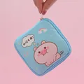 Cute light blue cartoon pig sanitary napkin storage pouch for daily menstrual items - Blue (Pig Design)