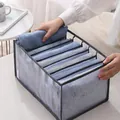 Durable grey 7-grid mesh clothes organizer box for jeans storage and wardrobe tidy - 7 Slots / L / Gray