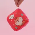 Cute cartoon dog pattern sanitary napkin storage pouch in red color variant - Red (Dog Design)