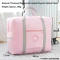 Pink waterproof Oxford travel bag shown with 45x17x35cm dimensions and airplane logo - Thickened Round Label Airplane Bag / Pink