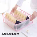Organizador de cajones plegable de malla rosa para ropa, 7 compartimentos, 32x32x12cm - 6 Rejillas / 32x32x12cm / Rosa