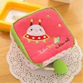 Cute pink cartoon UFO plush sanitary napkin storage pouch with embroidery design - Embroidered Coral Red