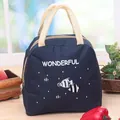 Tragbare dunkelblaue Isoliertasche für Lunchboxen mit Fischmotiven und Aufdruck - Cartoon-Tier-Stil / Marineblau