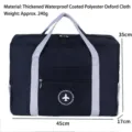 Navy blue waterproof Oxford cloth travel storage bag with grey handles, 45x35x17cm - Thickened Round Label Airplane Bag / Black