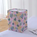 Grand panier à linge pliable avec un motif de feuilles tropicales très colorées - Feuille de Bananier Rose (75L)