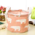 Panier de rangement de bureau en tissu avec motif d'ours polaire mignon en rose - Ours Rose Cylindrique