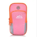Rosa und orangefarbene Sport Handy Oberarmtasche zum Laufen mit Kopfhöreranschluss - Rosa