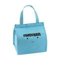 Light blue insulated lunch bag with cute cartoon face design and waterproof foil lining - Blue
