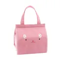 Pink insulated lunch bag with cute rabbit face and waterproof Oxford cloth - Pink
