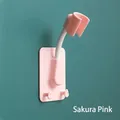 Sakura pink punch-free universal adjustable shower head holder with dual wall hooks - Strong Adhesive Backing / Pink