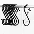 Durable black stainless steel S-hook with windproof spring clip for closet storage - S-Shaped Anti-Drop Hook / Black