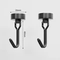 Strong black magnetic kitchen hooks for fridge with 20mm base diameter and 40mm height - 20mm / Black