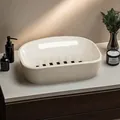 Cream-colored double-layer luxury draining soap dish for stylish bathroom decor - Gray
