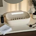 Creamy white double-layer luxury soap dish with draining tray for bathroom decor - White