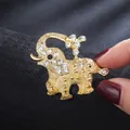 Elegant gold rhinestone elephant brooch for suit lapel decoration - KC Gold, Elephant