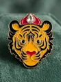 Fashionable enamel tiger head brooch with crystal teardrop for men shirt accessory - Tiger