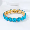 Elegant blue heart acrylic crystal stretch bracelet with gold-tone alloy setting - Heart Bracelet / Lake Blue