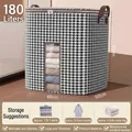 Large 180L capacity storage bag with houndstooth pattern for clothes and quilts - 180L