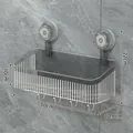 Estante de baño con ventosa transparente, ganchos y medidas 30x10.8x22cm - Grande (Con Ganchos) / Gris Transparente