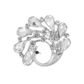 Elegant silver peacock brooch featuring sparkling clear crystals and black eye detail. - Peacock Shape Style (XD11041-1)