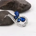 Elegant blue crystal butterfly brooch with clear rhinestones in a silver finish - Blue Rhinestone Butterfly Style (XD11049-3)