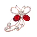 Elegant rose gold butterfly brooch with red crystals and white rhinestones - Red Crystal Flower Butterfly Style (XD11051-1)