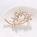 Elegant gold-plated floral crystal brooch featuring sparkling rhinestones and a delicate design - Gold Crystal Flower Style (XD11089-1)