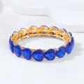Elegant blue heart-shaped crystal elastic bracelet with golden alloy setting for women - Heart Bracelet / Blue