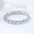 Exquisite silver-tone alloy bracelet featuring brilliant sky blue heart crystals - Light Blue (Palladium White K)