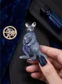 Elegante Vintage-Brosche Känguru-Mutter und Baby mit blauen Strasssteinen Schmuck - KC Gold, Blauer Känguru