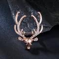 Detailed view of rose gold deer brooch with sparkling rhinestones for suit accessory - Rose Gold Deer Head (XD825139) / Rose Gold